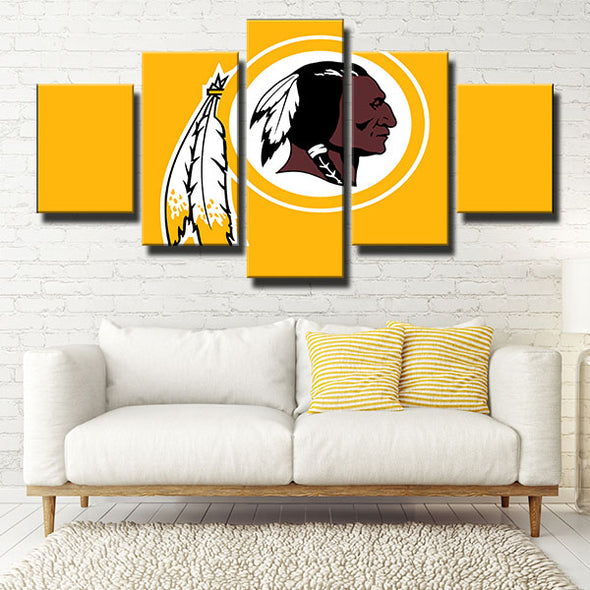 5 panel modern art framed prints Redskins all yellow decor picture-1209 (2)