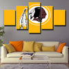 5 panel modern art framed prints Redskins all yellow decor picture-1209 (3)