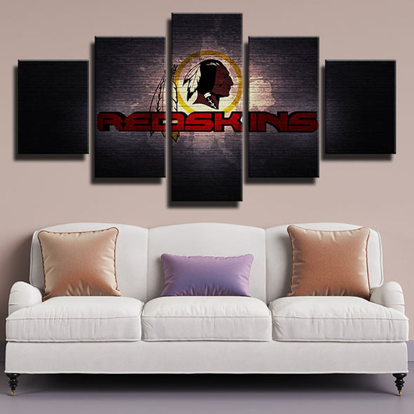 5 panel modern art framed prints Redskins wood live room decor-1210 (2)