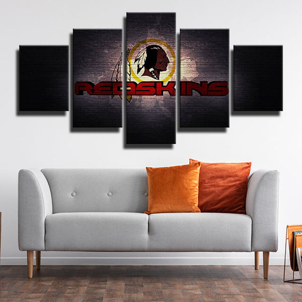 5 panel modern art framed prints Redskins wood live room decor-1210 (4)