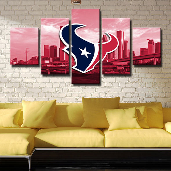 5 panel modern art framed prints Texans red city wall picture-1209 (4)