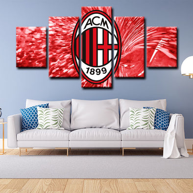 5 panel pictures canvas prints AC Milan wall decor1206 (1)