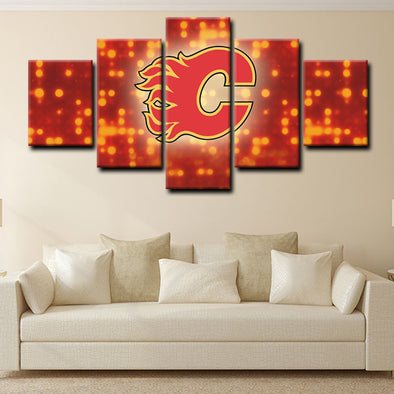  5 panel pictures canvas prints Calgary Flames wall decor1206 (1)