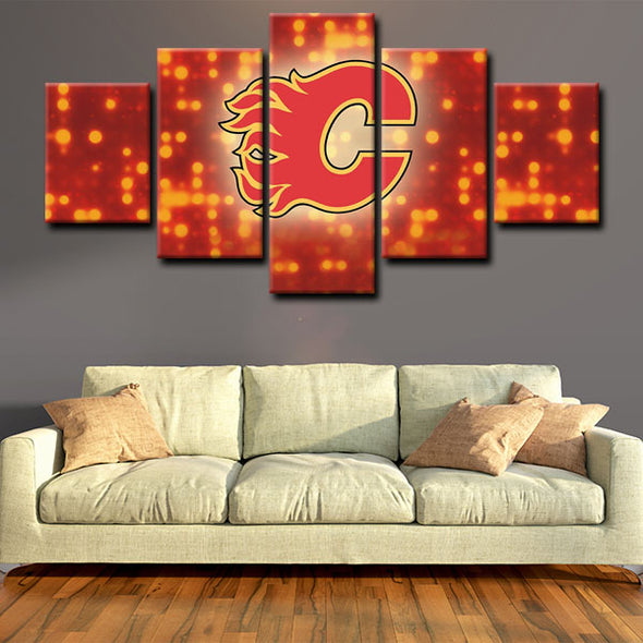  5 panel pictures canvas prints Calgary Flames wall decor1206 (2)