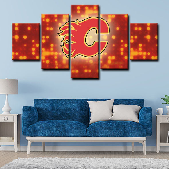  5 panel pictures canvas prints Calgary Flames wall decor1206 (4)