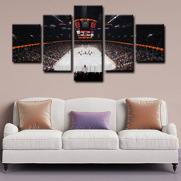  5 panel pictures canvas prints Calgary Flames wall decor1217 (1)