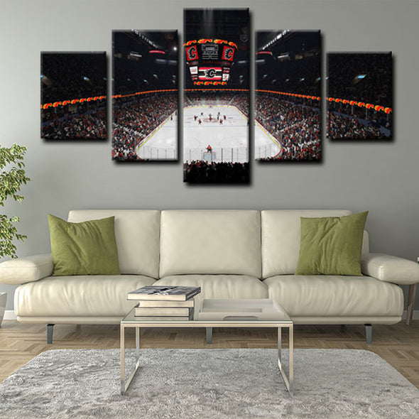  5 panel pictures canvas prints Calgary Flames wall decor1217 (3)