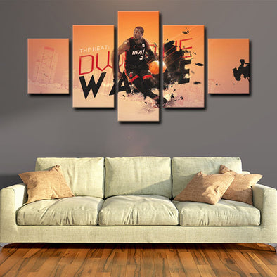 5 panel pictures canvas prints Dwyane Wade wall decor1212 (1)