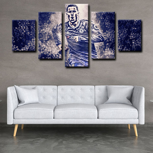 5 panel pictures canvas prints Eden Hazard wall decor1206 (2)