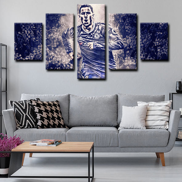 5 panel pictures canvas prints Eden Hazard wall decor1206 (4)