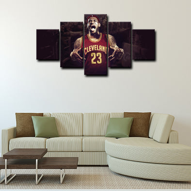 5 panel pictures canvas prints LeBron James wall decor1219 (1)