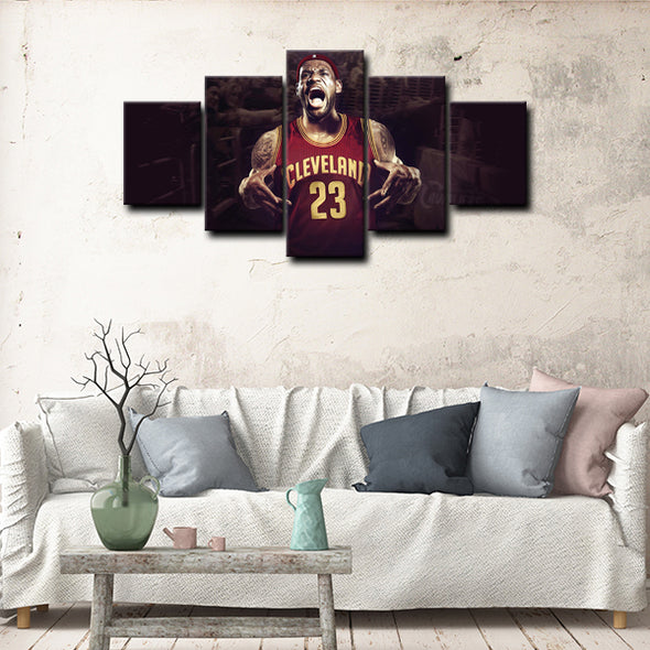 5 panel pictures canvas prints LeBron James wall decor1219 (4)