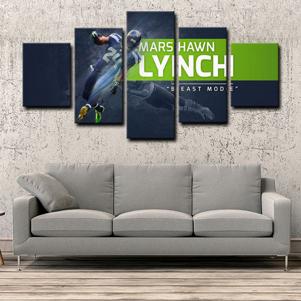5 panel pictures canvas prints Marshawn Lynch wall decor1218 (2)