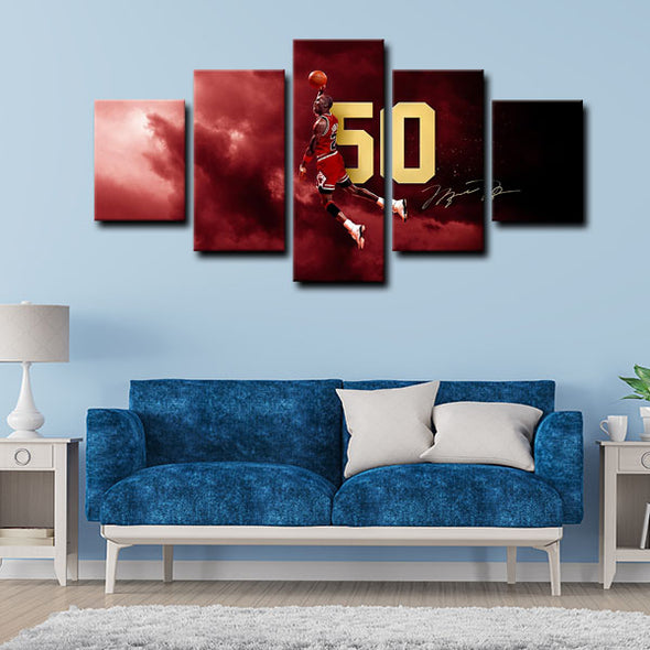  5 panel pictures canvas prints Michael Jordan wall decor1206 (3)
