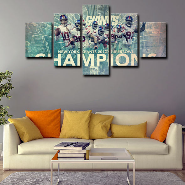 5 panel pictures canvas prints New York Giants wall decor1213 (2)