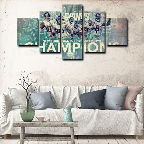 5 panel pictures canvas prints New York Giants wall decor1213 (4)