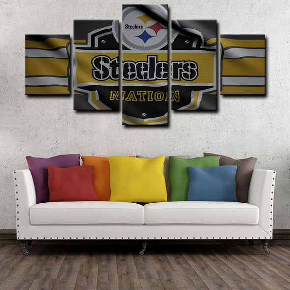 5 panel pictures canvas prints Pittsburgh Steelers wall decor1216 (1)