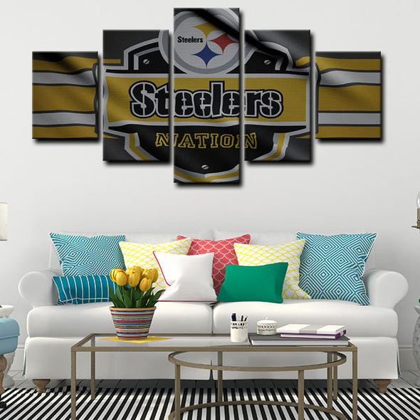 5 panel pictures canvas prints Pittsburgh Steelers wall decor1216 (2)