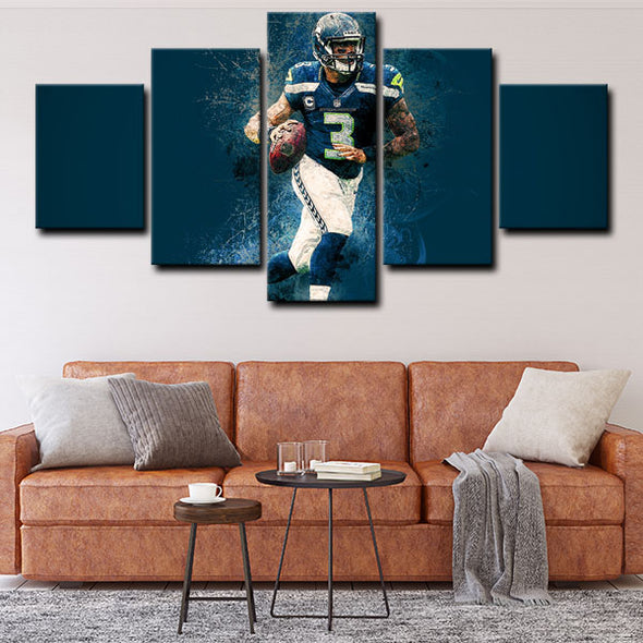  5 panel pictures canvas prints Russell Wilson wall decor1237 (1)