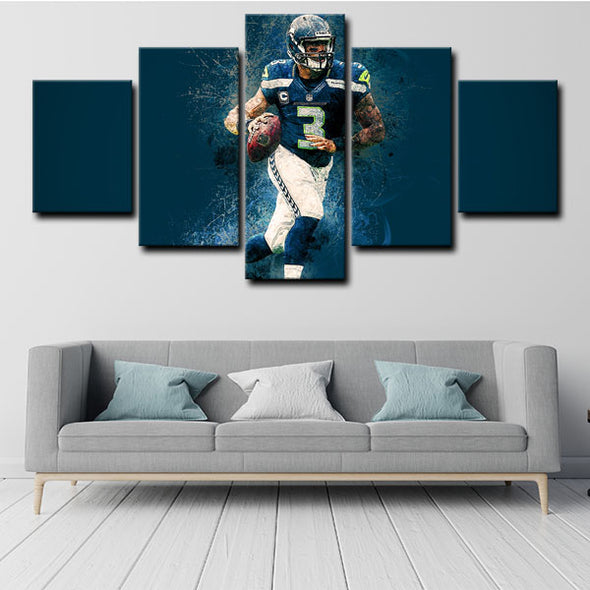  5 panel pictures canvas prints Russell Wilson wall decor1237 (2)