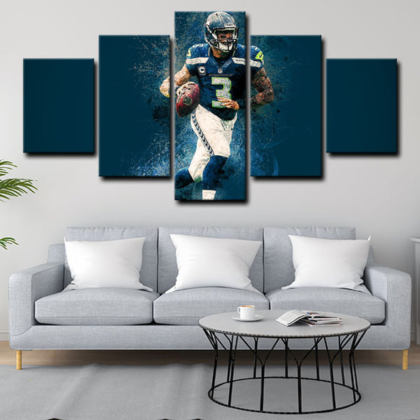  5 panel pictures canvas prints Russell Wilson wall decor1237 (3)
