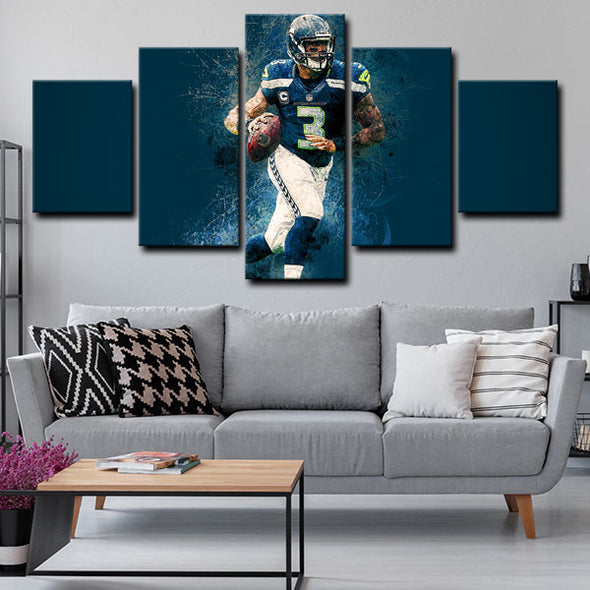  5 panel pictures canvas prints Russell Wilson wall decor1237 (4)