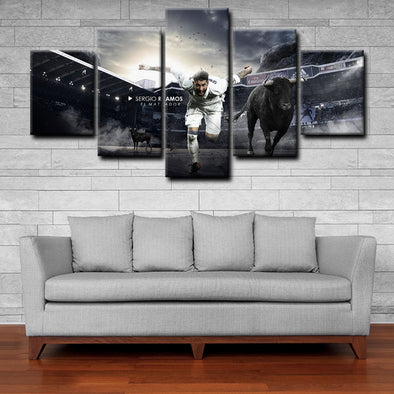 5 panel pictures canvas prints Sergio Ramos wall decor1206 (1)