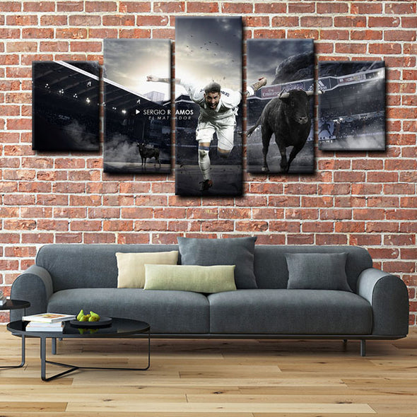 5 panel pictures canvas prints Sergio Ramos wall decor1206 (2)