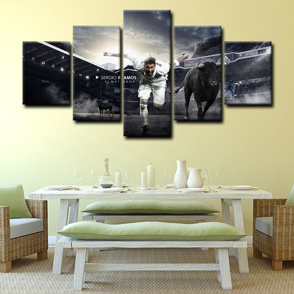 5 panel pictures canvas prints Sergio Ramos wall decor1206 (3)