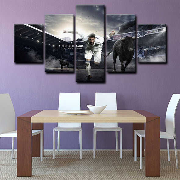 5 panel pictures canvas prints Sergio Ramos wall decor1206 (4)