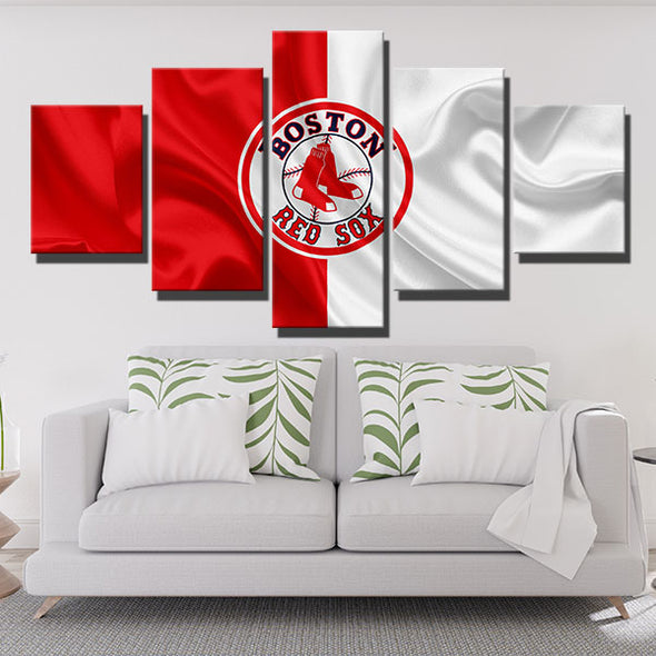 5 panel pictures framed prints Red Sox Red and white decor picture-50012 (1)