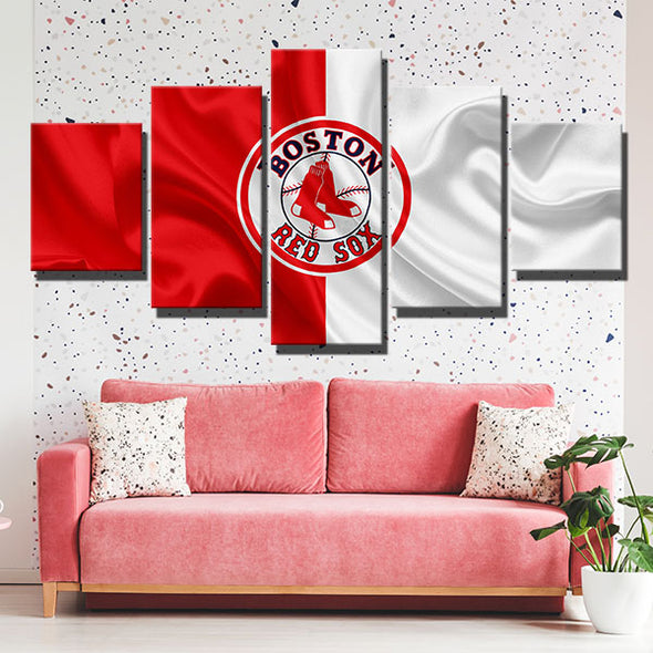 5 panel pictures framed prints Red Sox Red and white decor picture-50012 (2)