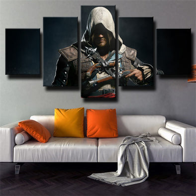 5 panel wall art canvas prints Assassin Black Flag decor picture-1209 (1)