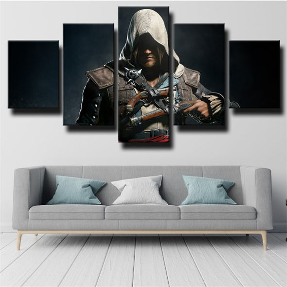5 panel wall art canvas prints Assassin Black Flag decor picture-1209 (2)