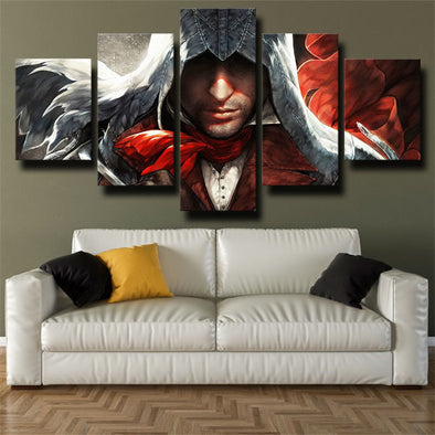 5 panel wall art canvas prints Assassin Unity Arno live room decor-1204 (1)