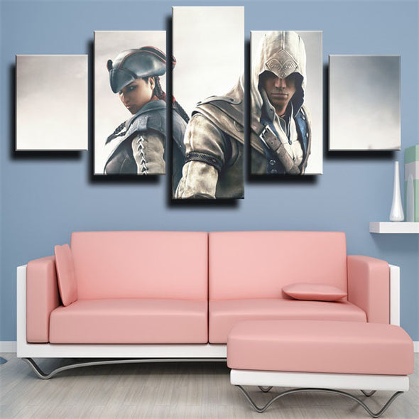 5 panel wall art canvas prints Assassin's Creed III home decor-1202 (2)