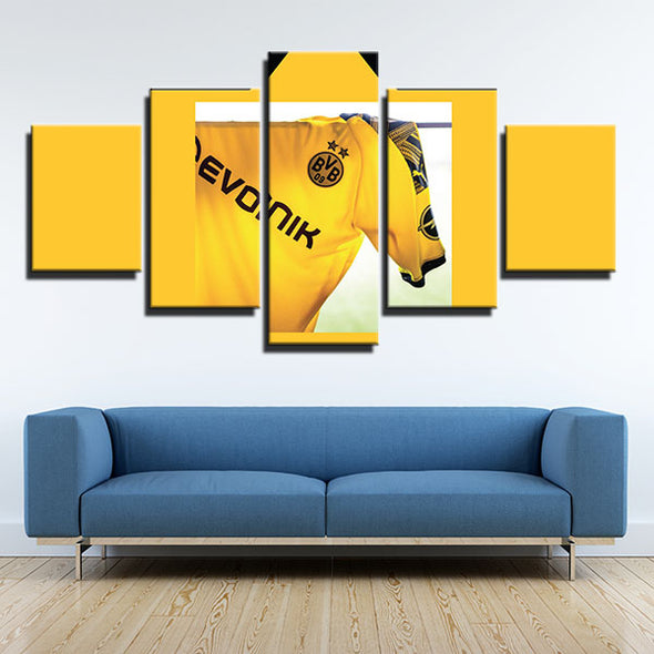 5 panel wall art canvas prints Borussia Dortmund Jersey home decor-1211 (4)