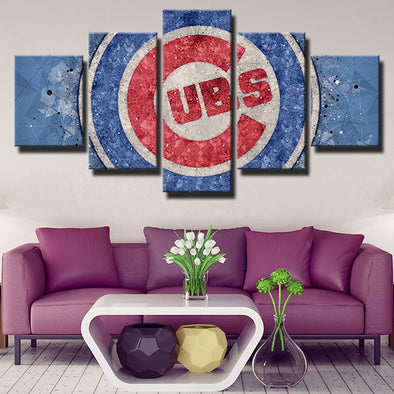 5 panel wall art canvas prints CC  The light blue LOGO wall picture-1201 (1)