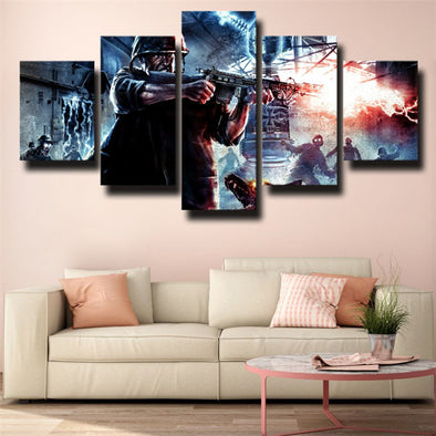 5 panel wall art canvas prints COD World at War wall picture-1204 (1)