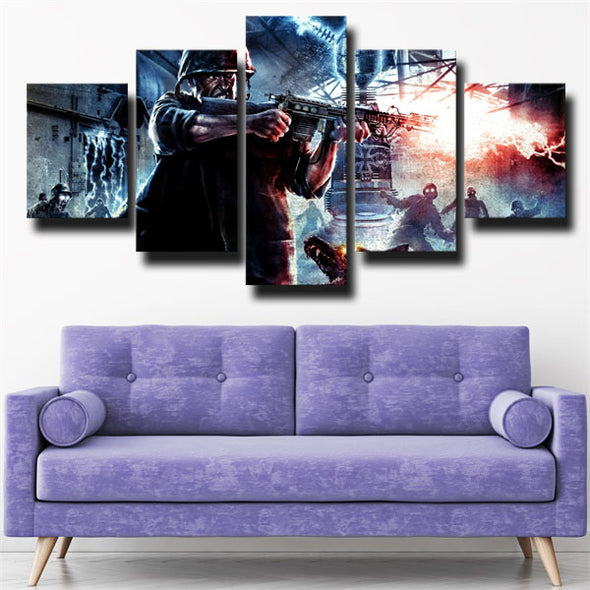 5 panel wall art canvas prints COD World at War wall picture-1204 (3)