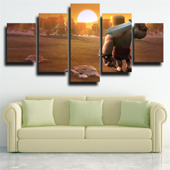 5 panel wall art canvas prints Clash Royale Barbarians wall picture-1514 (2)