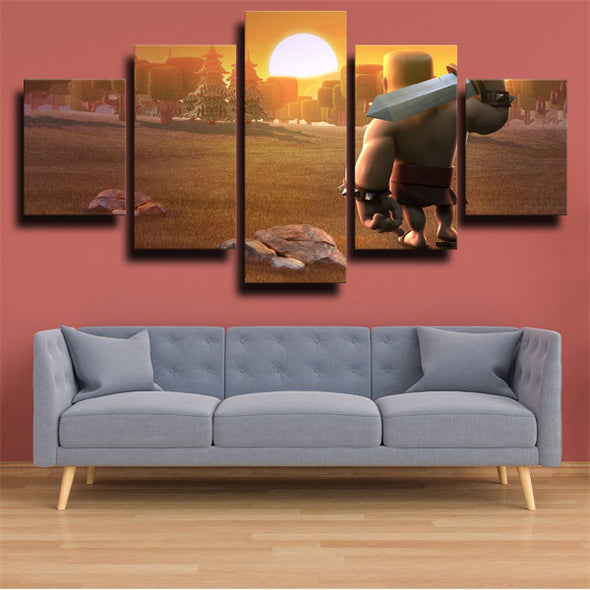 5 panel wall art canvas prints Clash Royale Barbarians wall picture-1514 (3)