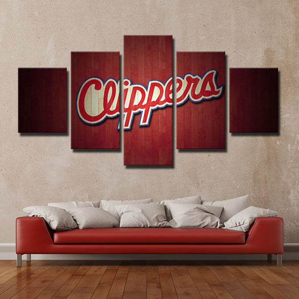 5 panel wall art canvas prints Clippers red wood name decor picture-1206 (1)