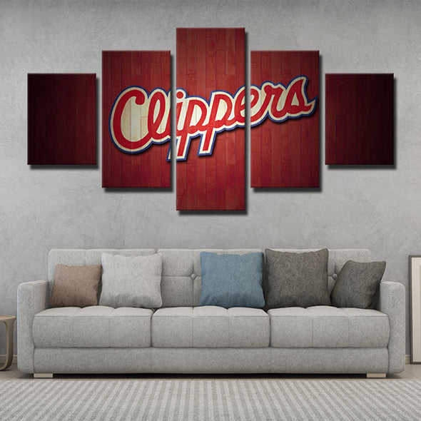 5 panel wall art canvas prints Clippers red wood name decor picture-1206 (2)