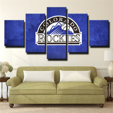 5 panel wall art canvas prints   Colorado Rockies  Logo home decor1202 (1)