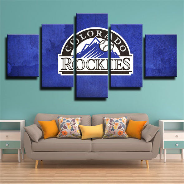 5 panel wall art canvas prints   Colorado Rockies  Logo  home decor1202 (2)