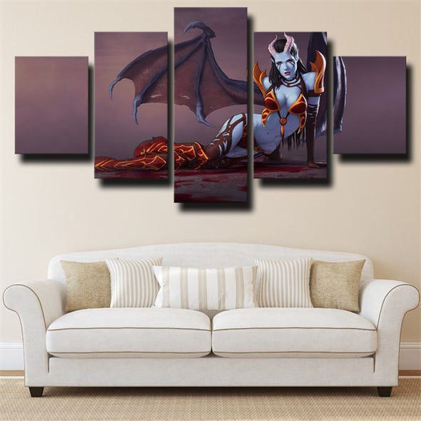5 panel wall art canvas prints DOTA 2 Queen Of Pain decor picture-1417 (3)