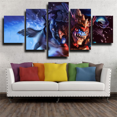 5 panel wall art canvas prints DOTA 2 Slark decor picture-1444 (1)