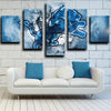 5 panel wall art canvas prints Detroit Lions home decor-1202 (3)