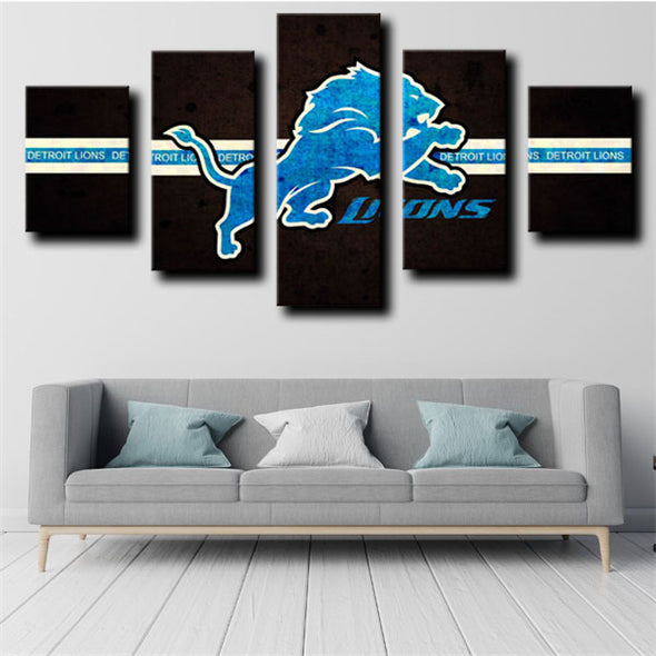 5 panel wall art canvas prints Detroit Lions wall picture-1213 (3)